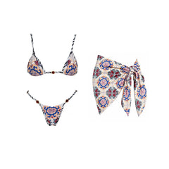 Geometric Patterned Two Piece Swimwear Set