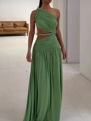 One Shoulder Braided Cutout Maxi Dress