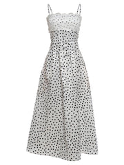 White Polka Dot Spaghetti Strap Dress