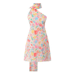 Pastel floral dress on a white background
