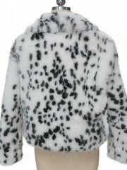 Spotted Faux Fur Lapel Jacket