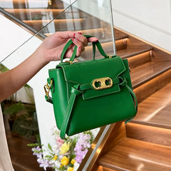 Structured Top Handle Short Gold Hardware Bag