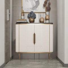 Modern luxury cabinet with embossed doors and soft neutral tones