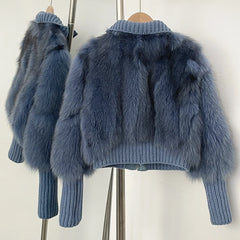 short structured faux fur coat street style