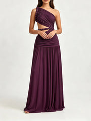 One Shoulder Braided Cutout Maxi Dress