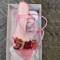 Embellished Lace Up Stiletto Sandals