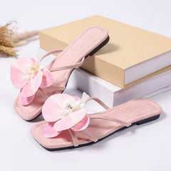 Floral Square Toe Slides