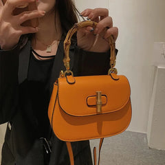 Bamboo Handle Saddle Crossbody Bag