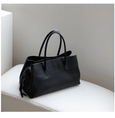 Genuine Leather Structured Tote Bag – Neutral & Black Variants
