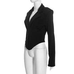 Corset Deep V-Neck Blazer and Mini Skirt Set