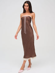  backless lace trim bodycon dress