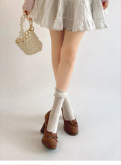 Butterfly Knot Round Toe Heels