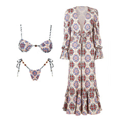 Geometric Patterned Two Piece Swimwear Set