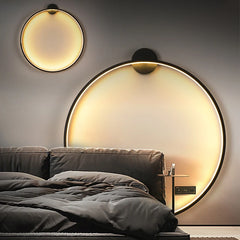 Background Lighting Lamp Minimalist Circle Bedhead Wall Lamp Golden Atelier