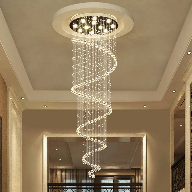 Double Spiral Crystal LED Ceiling Chandelier Hanging Light