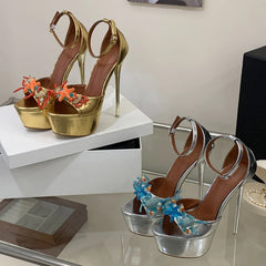 Seashell Embellished Platform Stiletto Heels
