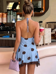 Polka dot halter neck mini dress