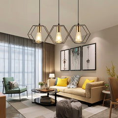 LED E27 Geometric Metal Frame Hanging Ceiling Lamp