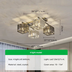 Ceiling light fixture with dimensions and specifications on a neutral background