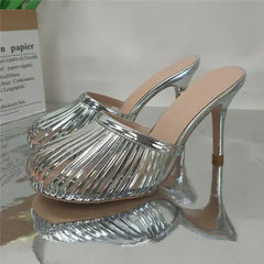 Metallic Stiletto Mule Heels