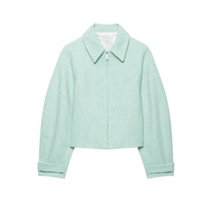 Tweed Zip Front Cropped Jacket