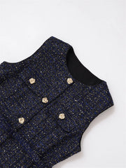 Tweed Belted Sleeveless Top