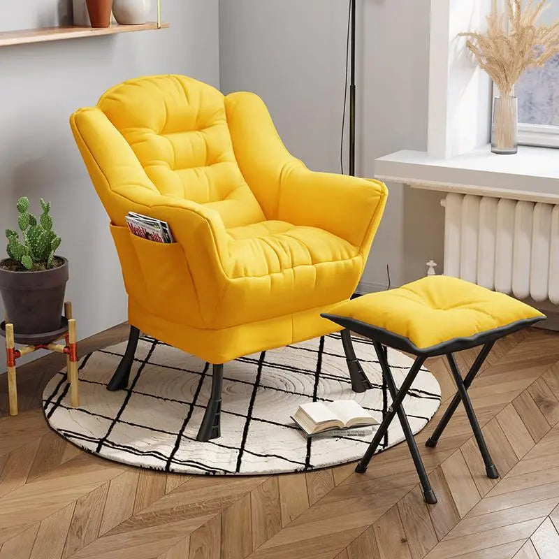 Back Chair Comfortable Fabric Sofa Armchair with Footrest