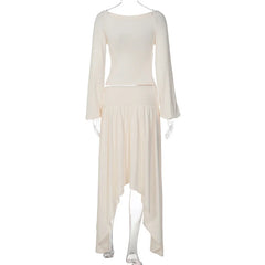 Off Shoulder Top and Asymmetrical Skirt Set