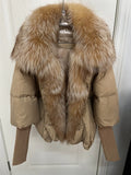 Fur Collar Knit Sleeve Duck Down Jacket Fashion Outerwear
