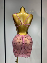 Crystal embellished mini dress back view