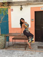 Butterfly Print Halter Maxi Dress