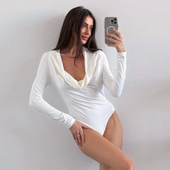 White Long Sleeve Patchwork Bodysuit