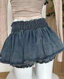 A-line Denim Blue Jean Shorts Y2k Irregular Mini Skirt For Girls