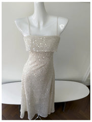 Sequin Spaghetti Strap Midi Dress