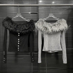 Fur Collar Single Breasted Knitted Sweater