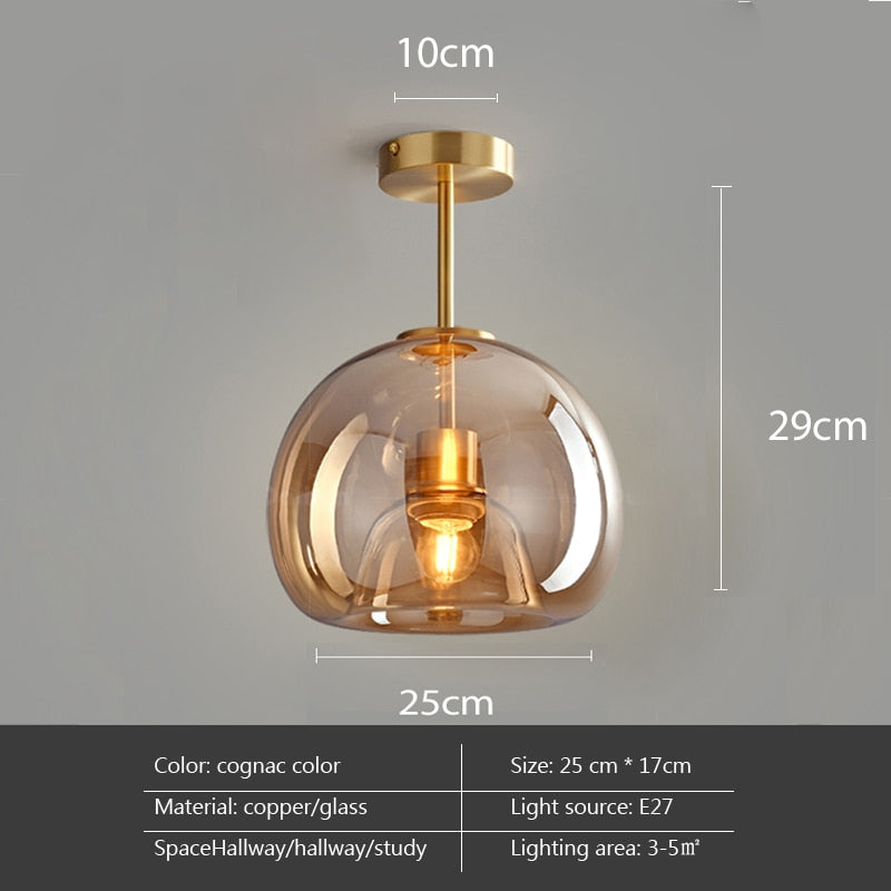 Modern Minimalist Glass Ceiling Light LED E27