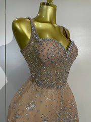 Spaghetti Strap Rhinestone A-Line Mini Dress