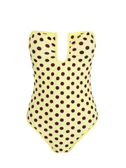 Polka Dot Deep U-Neck One-Piece Swimsuit