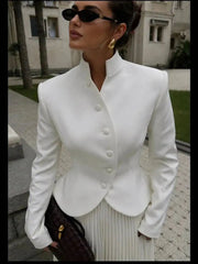 Diagonal Button Peplum Blazer