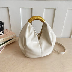 Metal Handle Soft PU Dumpling Shoulder Bag