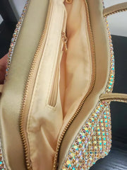 Crystal-Embellished Tote Bag with Chain Straps