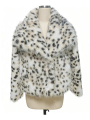 Spotted Faux Fur Lapel Jacket
