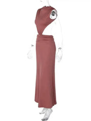 Cutout High Neck Maxi Dress