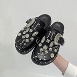  Rivets Punk Rock PU Leather Casual Outdoor Slides
