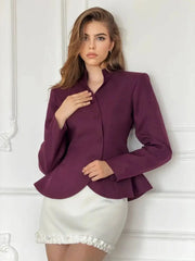 Diagonal Button Peplum Blazer