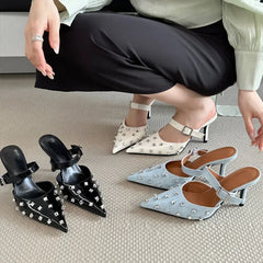 Crystal Diamond Buckle Thin High Heels Shoes