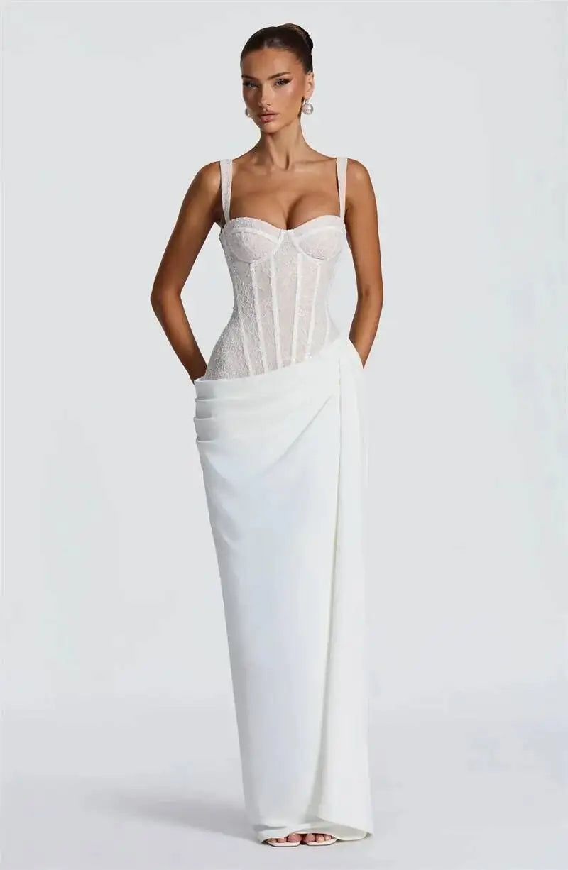 Lace corset and draped skirt set