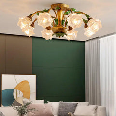 Garden Style Flower Glass Ceiling Lamp