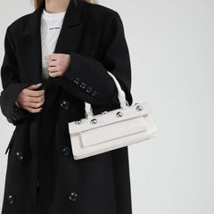 Riveted PU Leather Top Handle Bag