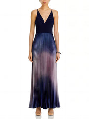  Women's long dress with a patchwork design and ombre effect.